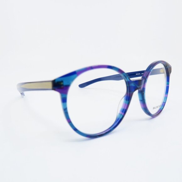 Balenciaga BB0030O 004 52mm Blue Multicolor, New Round Women's Eyeglasses. - Picture 3 of 9